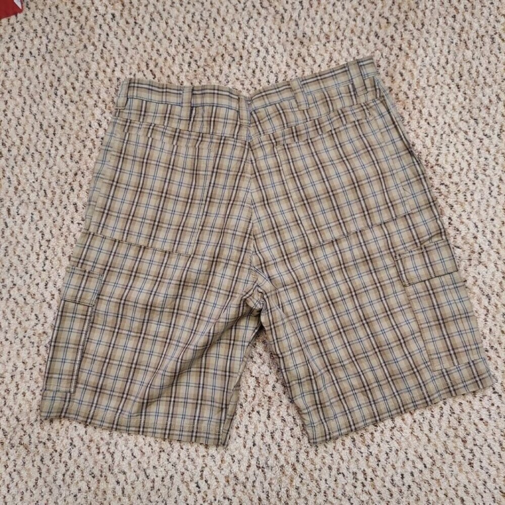 WRANGLER Cargo Shorts Men Size 36 Brown Plaid 10" Inseam Pre-Loved Slight Damage - Picture 12 of 12